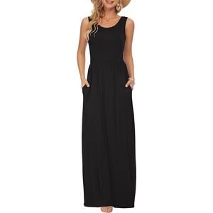 AUSELILY Black Sleeveless Loose Long Maxi Dress NWT size 3XL